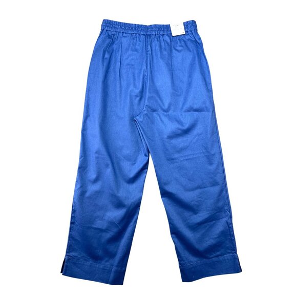 Banana Republic Poplin Relaxed Straight Ankle Pants Pull On Drawstring Blue M - Picture 13 of 15